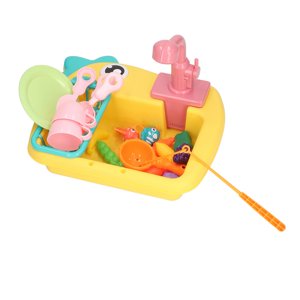 Dishwasher Playing Toys, Automatic Faucets Play Kitchen Sink Toys  Running Water 2 In 1 Circulation System Role Play  For Boys Girls For Party Yellow