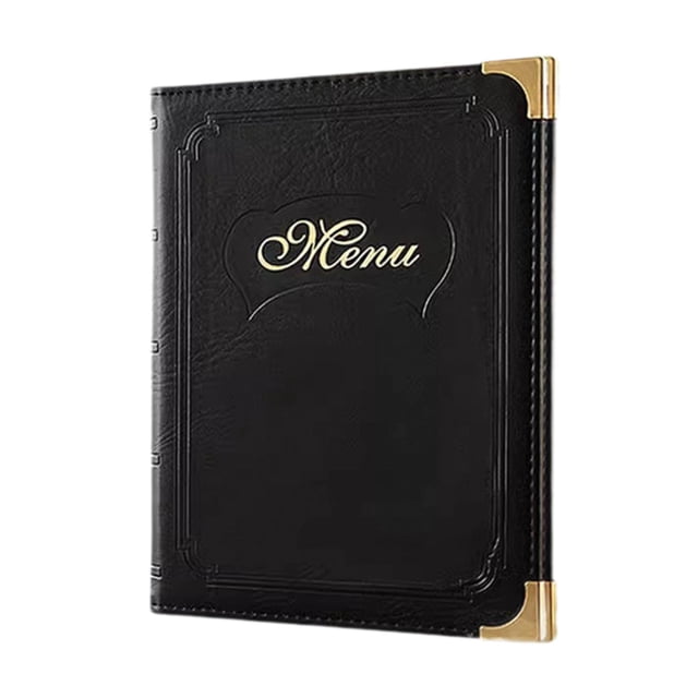 davian Menus Cover for Service Guide Book Refillable Menu Organizer Price List Book Black