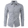 thumbnail image 1 of INSPIRE CHIC Men's Shirt Polka Dots Pattern Point Collar Long Sleeve Button Down Shirt 50 White, 1 of 7