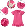 thumbnail image 1 of KYAIGUO Robes à Manches Courtes pour Filles, Robe d'Été Décontractée pour Bébé, Couleur Unie, Col à Revers, Jupe Ample pour 2-8 Ans, 1 of 9