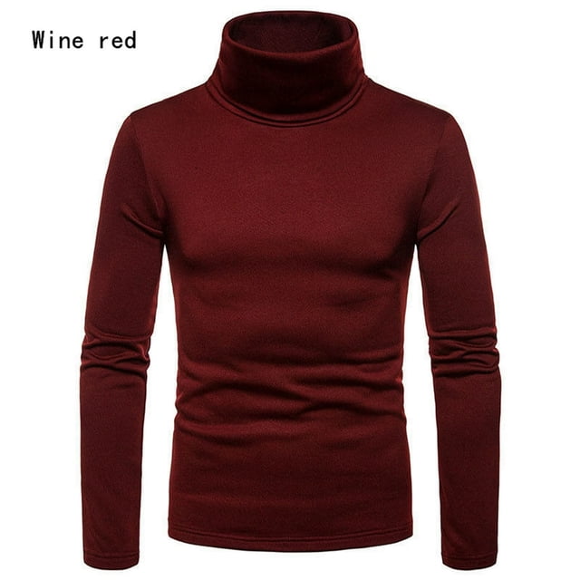 Mens Slim Fit Casual Turtleneck Sweaters Knitted Pullover Thermal Sweaters