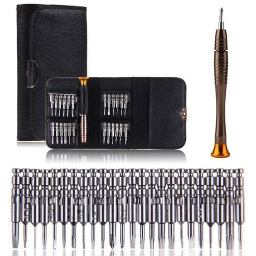Sunloudy Ensemble de Tournevis 25 en 1, Trousse d'Outils de Réparation Chaude pour MacBook Air, iPhone, PC et Ordinateur Portable. l'Ensemble Comprend un Étui compact de Style Portefeuille Contenant 25 Embouts de Tournevis de Précision en Acier durable, Ainsi Qu'une Poignée de Tournevis Métallique. Idéal pour la Réparation de Téléphone Cellulaire, l'Entretien Électronique et les Tâches de Démontage.