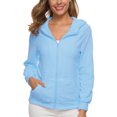 thumbnail image 1 of Innerwin Cardigans Long Sleeve Ladies Hoodies Fall Front Zip Leisure Sweatshirt Water Blue 5XL, 1 of 3