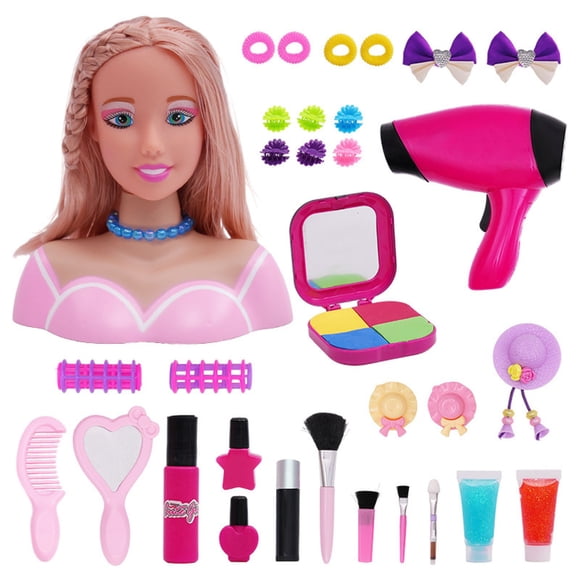 ZZkhGO Hair Styling Doll Head Kit, Deluxe Hairstyle Makeup Play Set, Pretend Play Hairdresser Toy with Accessories for Girls