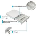 thumbnail image 3 of Syson POS White 13" Automatic Cash Drawer with Removable Coin Tray 4 Bill/ 4 Coin, RJ11 Cable, 2 Keys, Compatible POS Receipt Printer, 3 of 6