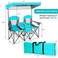 thumbnail image 2 of Gymax Folding 2-person Camping Chairs Double Sunshade Chairs w/ Canopy Turquoise, 2 of 10