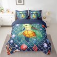 thumbnail image 2 of YST Sea Turtle Bedding Set, Queen, 7-Piece, Ocean Theme, Mermaid Tails, Polyester, Bed in a Bag, 2 of 5