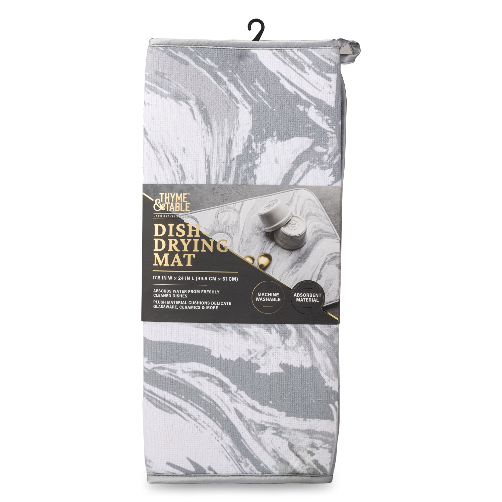 Thyme & Table Dish Drying Mat Marble Print 17.5 x 24 inches