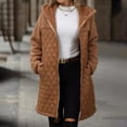 thumbnail image 4 of LOVZFMLL Jackets for Women Ladies' Trendy Solid Color Zipper Hooded Loose Medium Long Plush Jacket, 4 of 7