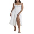 thumbnail image 2 of Femmes Été Robe Sans Manches Spaghetti Sangle Côté Fente V Cou Midi Robes Moulantes, 2 of 6