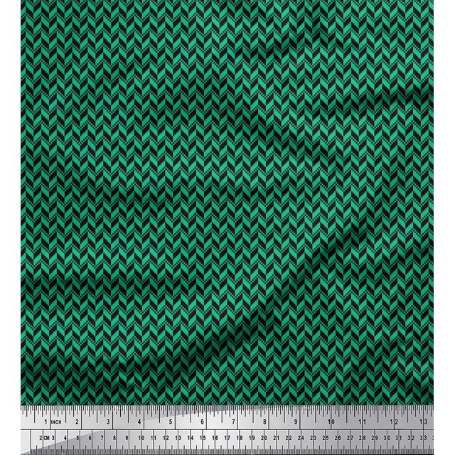 Soimoi Polyester Crepe Fabric Herringbone Small Print Fabric by Yard 42 Inch Wide