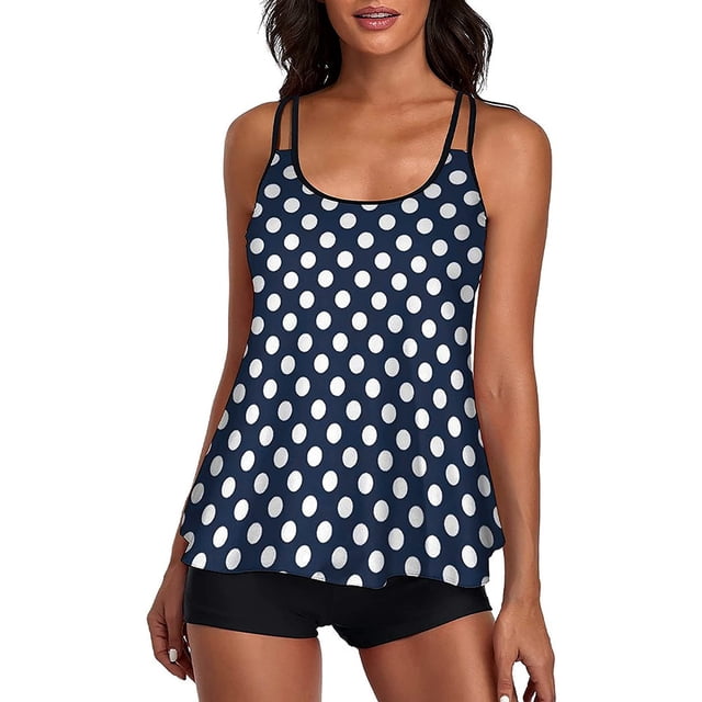 Fortune Maillots de Bain pour Femmes Ensemble Bikini 2 Pcs, Hauts de Tankini à Imprimé Floral + Shorts Taille Haute