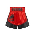 thumbnail image 3 of Xnihocha Unisex Kids Satin Boxing Shorts Metallic Color Block Boxer Kickboxing Muay Thai Training Trunks Red&Black 12, 3 of 5