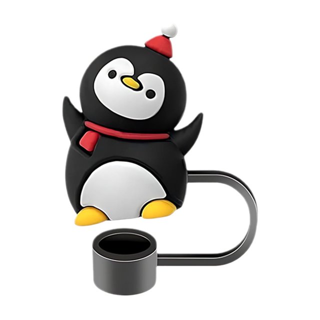 Couvercle de Paille de Noël Couvercle de Tasse 10mm Accessoire de Rouleau Réutilisable Bouchon de Paille Embout de Paille