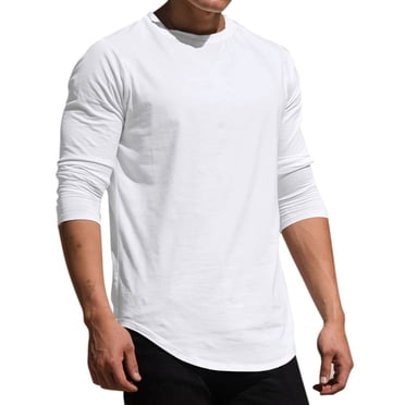 Ediodpoh Chemise Unie à Manches Longues pour Homme T-Shirt Vintage à Manches Courtes à Col Rond Haut de Plage T-Shirt pour Homme Hauts pour Hommes Blanc m