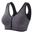 thumbnail image 1 of FYEGRE Sports Bras for Women Full Support Front Zip Closure Compression Bras Post Surgery Wireless Racerback Sport Brassiere Grey M, 1 of 5