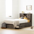 thumbnail image 1 of South Shore Ulysses Twin Storage Bed and Bookcase Headboard Set, in Fall Oak, 1 of 12