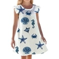 thumbnail image 1 of Chemise de Nuit d'Été pour Filles Imprimé Océan Mignon Manches Courtes Décontractée Confortable Robe de Pyjama pour Enfants 3-10 Ans, 1 of 3