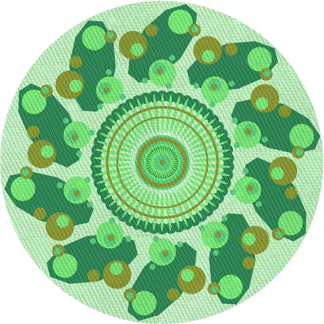 Ahgly Company Tapis d'Intérieur Lavables en Machine, Ronds, Transitionnels, Vert Jade, Ronds de 8'
