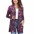 thumbnail image 2 of MKOSPLRT Girls Cardigans Kids Fashion Open Front Long Sleeve Knit Sweaters Funny Sequined Print Outerwear with Pockets 5-14 Years, 2 of 7