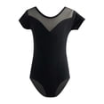 thumbnail image 1 of WEIYLL Tween Dresses for Girls Dance Performance Short Sleeve Leotard Solid Triangle Black Dress Clothes 5-6 Years, 1 of 2