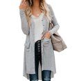 thumbnail image 1 of Women's Light Gray/Gray/Khaki/Apricot/Red Selected Button Down Pocketed High Low Cardigan, 1 of 12