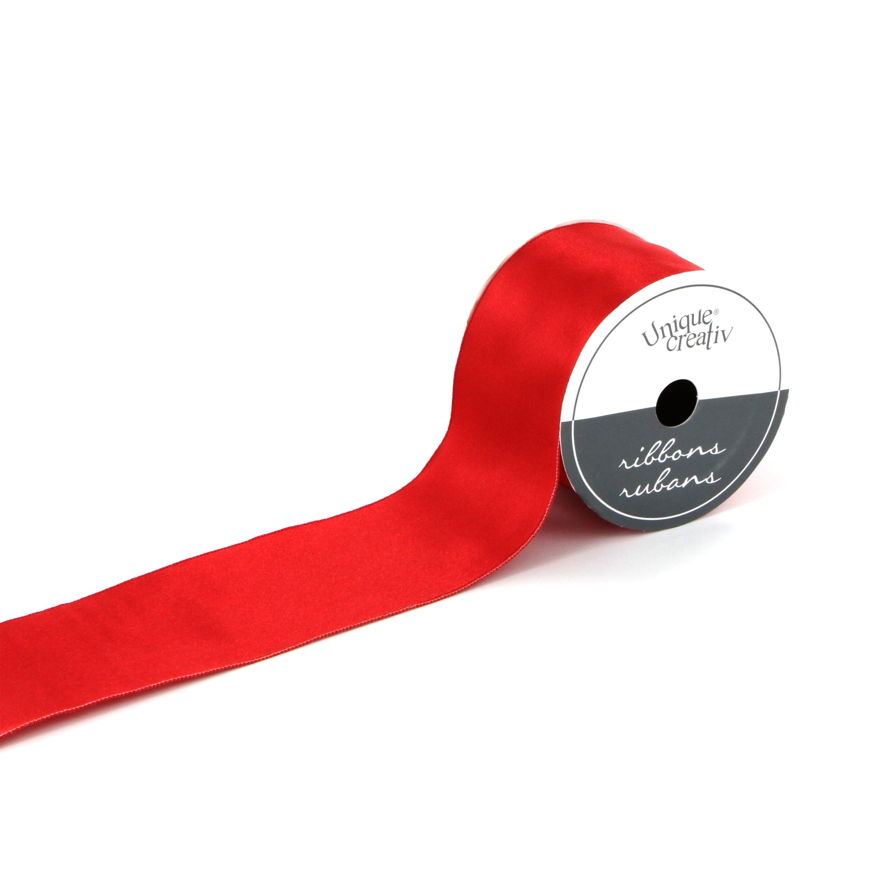 UNIQUE CREATIV, Ribbon, Single Face Satin, Red, Wired, 50mm × 2.7m (2" × 9ft)