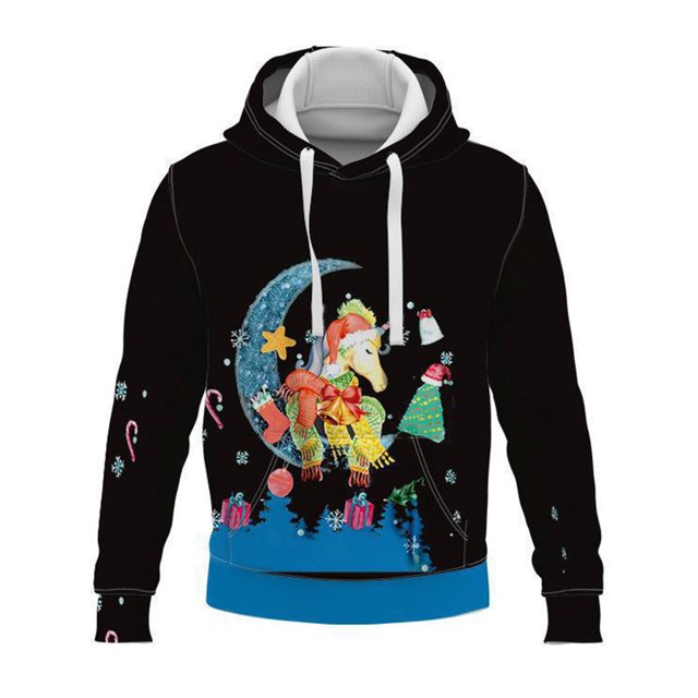 Innerwin Sweatshirt Drawstring Men Christmas Hoodies Sport Long Sleeve Regular Fit Xmas Hooded Tops Style G XL