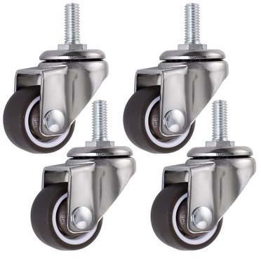 Mini Caster Wheels for Easy Movement, Lightweight Silent TPE Rubber Low Profile Casters for Furniture, Dressers, Bed Frames 25mm (Set of 4)