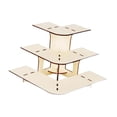 thumbnail image 2 of simhoa 3 Tier Corner Tiered Display Stand 3 Step Corner Display Rack for Tradeshows Arc wood color, 2 of 8