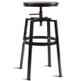 thumbnail image 3 of Costway Vintage Tabouret de Bar Réglable en Bois Métal Design Chaises de Pub Industriel Ensemble de 2, 3 of 6