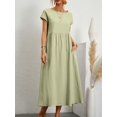 thumbnail image 2 of 2024 Nouvelle Robe Femme Rétro Couleur Unie Sans Manches Jupe Longue Ample avec Poches, 2 of 7