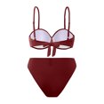 thumbnail image 3 of Women's High Waisted Bikini Two Piece Swimsuit - Vintage Retro Ruched Print Design - Push Up Support with Boyshorts Bottom, 3 of 5