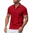 thumbnail image 1 of Weiqiqre Men Shirts Short Sleeve Button Down Shirts Classic Stripe Golf Polo Collared Work Shirts, 1 of 9