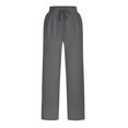 thumbnail image 5 of Womens Casual Linen Pants Straight Leg Drawstring Elastic High Waist Loose Comfy Trousers with Pockets, 5 of 5