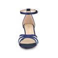 thumbnail image 2 of BLISSFUL STEP Women's Rhinestone Mesh Kitten Heels Sandals Navy Blue (Size 9), 2 of 7