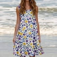 thumbnail image 1 of Ovzne Robes pour Femmes Robe d'Été Mode pour Femmes Vacances d'Été Couleur Unie Sans Manches Robe de Fête de Plage Robe Grande Taille Robe Imprimée Liquidation, 1 of 6