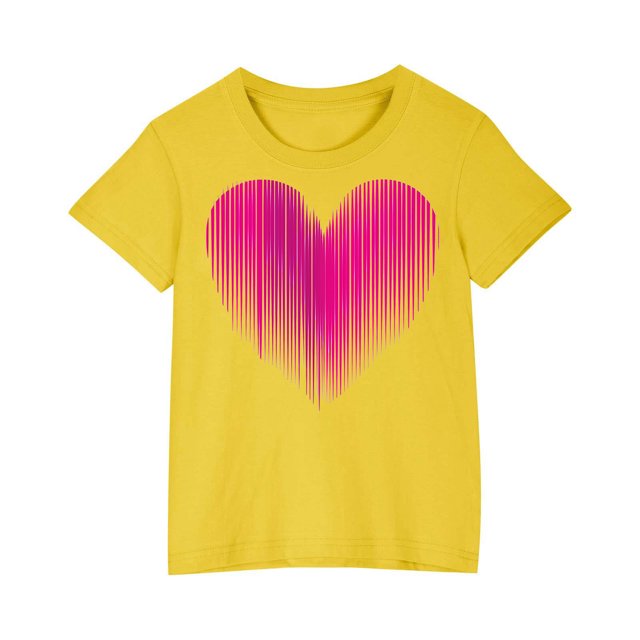 Posijego T-Shirts de la Saint-Valentin pour Enfants, T-Shirt Graphique avec Cœur, Garçons Filles, Col Rond, Manches Courtes, Hauts Mignons