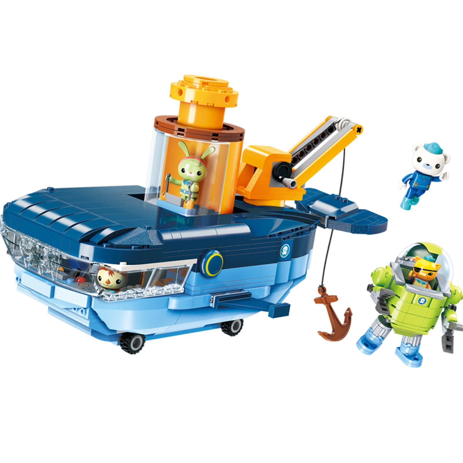 for Age 8+ Octonauts Building Block GUP-C Blue Whale Vehicle & Barnacles Kwazii Tweak 630pcs Building Brick Set-Without Original Box