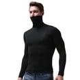 thumbnail image 2 of Chandails de Compression Chauds à Manches Longues pour Hommes, Col Roulé, Couche de Base d'Hiver, Haut à Enfiler, T-Shirt Léger (Noir 2TG), 2 of 2