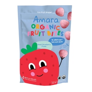 Amara Organic Fruit Bites, Sweet Strawberry, 23g, Melt-In-Mouth Baby & Toddler Snack, No Sugar Added