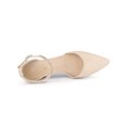 thumbnail image 4 of BLISSFUL STEP Women's Pointed Toe Rhines Ankle Strap Block Heels Pumps Beige 9, 4 of 8