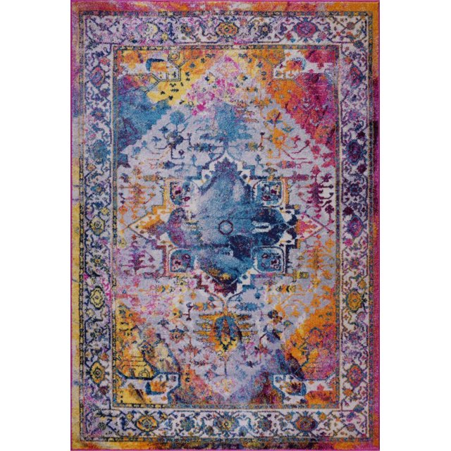 Ladole Rugs Modena Design Traditionnel Turc Fabriqué à la Machine Beau Tapis d'Intérieur pour Aire Tapis en Orange Multicolore