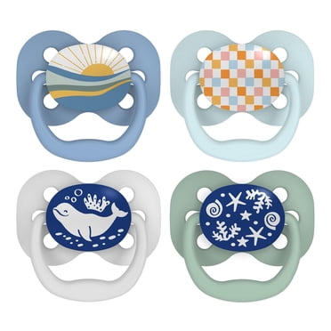 Tétines de Dr. Brown's Advantage 100% Silicone, Bleu, 0-6 mois, paquet de 4