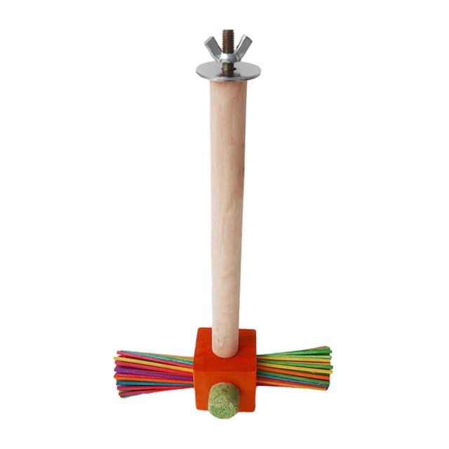 Wood Parrot Perch Cage Accessories Tabletop Bird Perch Bird Training Perch Stand Colorful Rods
