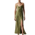 thumbnail image 2 of SUNSIOM Robe Longue en Satin pour Femmes Couleur Unie Été Dos Nu Fendue Robe de Soirée pour Cocktail Plage Mode Urbaine, 2 of 6