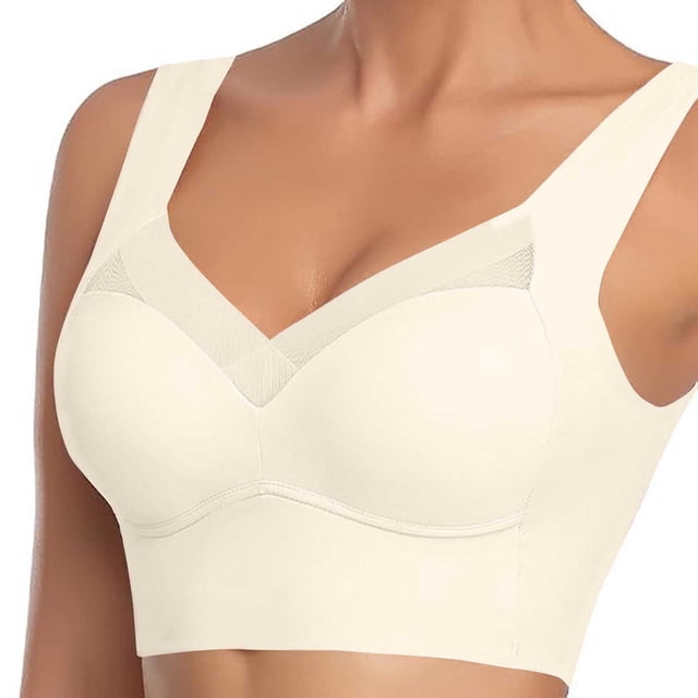 Hjtefg Plus Size Strap Bra - Wireless Side-Support Bralette, Adjustable Lift & Comfort,Color: T3-White Size: 5XL