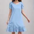 thumbnail image 5 of Liquidation d'Été 2025! Robe pour Femme Grande Taille, Liquidation de Robes d'Été pour Femmes, Robe d'Été pour Femme en Coton et Lin à Manches, Ourlet Volanté, Jupe Longue, 5 of 5
