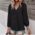 thumbnail image 1 of CEHVOM Women's Fashion Summer Solid Color V-Neck Long Sleeve Chiffon TopS, 1 of 6