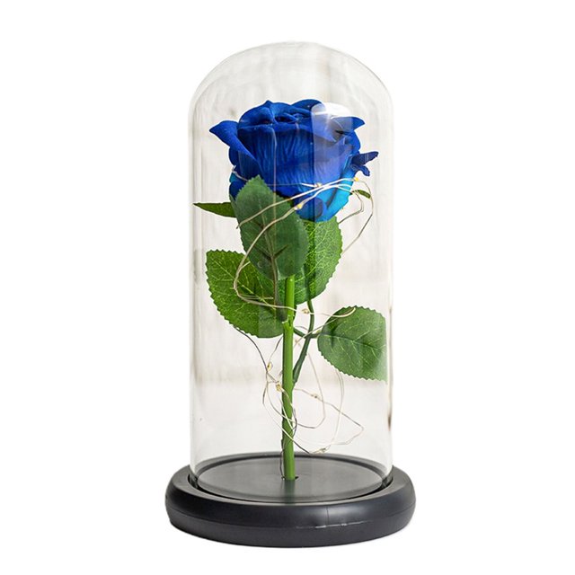 Everlasting Flower LED Artificial Eternal Rose Glass Cover Mother Valentines Gift Home Decor